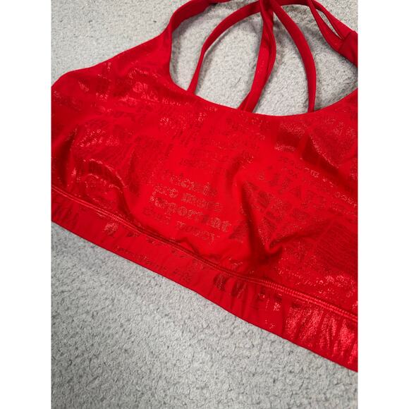 Lululemon Energy Bra Manifesto 20YR Women’s 12 Foil Dark Red B/C Strappy Sport - Picture 9 of 10